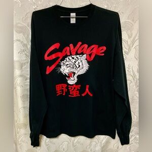 Gildan Savage Black Long Sleeve Tee Shirt